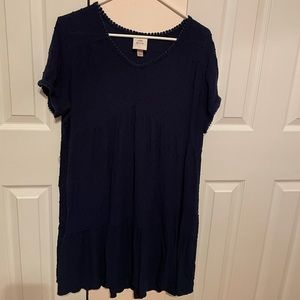 Knox Rose women’s casual dress, blue Swiss dot L